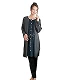 Angeliebe エンジェリーベ 授乳 口 付 ビエラ 先染め チェック × カットソー レイヤード パジャマ L チャコール