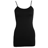 Ladies Black Seamless Tunic Cami 25 Inch