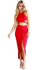 Slit Acrylic Bandage Dress/Evening Dress/Maxi Dress 