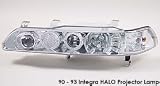 90 - 93 Integra One Piece Projector Chrome Housing with Halo LED Angel Eye