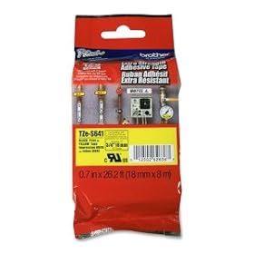 Brother 3/4 Inch x 26.2 Feet Black on Yellow Laminated Tape with Super Strong Adhesive ( ZS641)