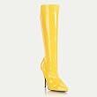 5 Inch Sexy Knee High Boot High Heeled Boot With Side Zip Stretch Patent Yellow