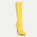 SEDUCE 5 Inch Plain Stretch Knee Boot, Side Zip Yellow Stretch Patent Pleaser