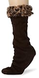IMAGE OF Betsey Johnson Women's Fur Cuff Calf Length Boot Liner Socks, Camel Leopard, Small/Medium