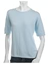 Bill Blass Women's Crew Rib Short Sleeve Sweater, Sky Blue, 2X