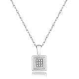 10k White Gold Square Diamond Pendant (.06 ct, I-J Color, I2-I3 Clarity), 18