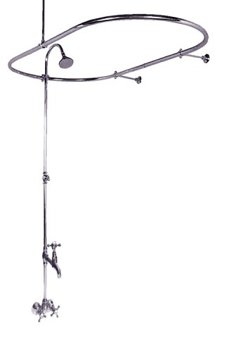 JT-17JR - JUNIOUR VERSION- CHROME FINISH- CLAWFOOT TUB SHOWER SYSTEM, BATH FAUCETS, SHOWER ENCLOSURES, WALL SORROUNDS, OVAL ROD RING, BATH SHOWER ENCLOSURES-BRAND NEW!