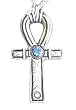 Silver-Tone Pewter Egyptian Ankh with Blue Crystal Pendant Necklace