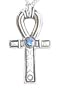 Silver-Tone Pewter Egyptian Ankh with Blue Crystal Pendant Necklace