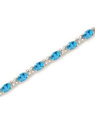 10K White Gold Oval Blue Topaz Bracelet