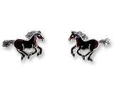 Stallion Enameled Sterling Silver Post Earrings
