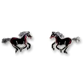 Stallion Enameled Sterling Silver Post Earrings