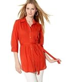 Style&co. Pleated Button Tunic with Tie