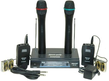 Hisonic Dual Wireless Microphone System with 2 Handheld  &  2 Lapel Microphones, HS596B