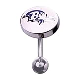 Baltimore Ravens 316L Stainless Steel Belly Ring - 14G - 3/8 Inch Bar Length - Sold Individually