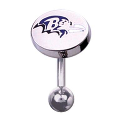 Baltimore Ravens 316L Stainless Steel Belly Ring - 14G - 3/8 Inch Bar Length - Sold Individually