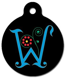 Monogram Letter W Pet ID Tag for Dogs and Cats