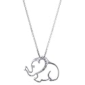 Sterling Silver Elephant Pendant with White Sapphire