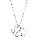 Sterling Silver Elephant Pendant with White Sapphire