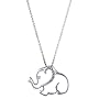 Sterling Silver Elephant Pendant with White Sapphire