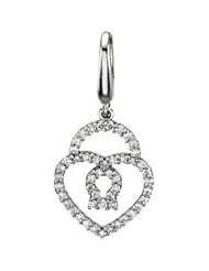 Diamond Heart Padlock Charm 14K White 67123