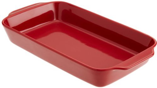 Apilco French Porcelain Rectangular 3 Quart Baker, Cherry Red