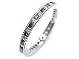 18k White Gold Natural Sapphire & Diamond Eternity Ring Fine Millgrain Edge Size 5.75 Ct.tw 1.10