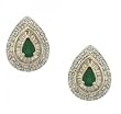 14KT Gold Cocktail Stud Earrings Emerald Diamond
