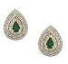 14KT Gold Cocktail Stud Earrings Emerald Diamond