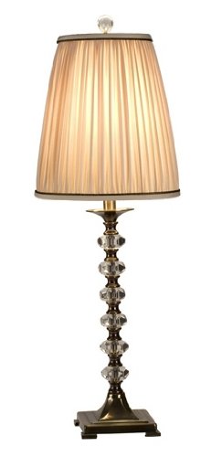 Crystal and Brass Shirred Shade Table Lamp