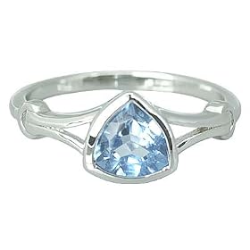 Trillion Cut 1.50 carat Swiss Blue Topaz Ring Size 9 in Sterling Silver by Peora