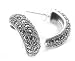 Sterling Silver Curved J-Hoop Marcasite Post Earrings