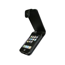 iGadgitz Black Genuine Leather Case Cover Holder for Apple iPhone 3G & 3GS 8gb, 16gb & 32gb + Screen Protector & Detachable Belt Clip