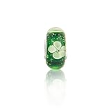 Bling Jewelry .925 Sterling Green Clover Murano Glass Charm Bead Pandora Compatible