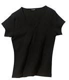 Hanes Silver for Her - Ladies V-Neck T-Shirt Black-2XL