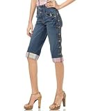 Baby Phat - Baby Phat High-Waisted Plaid-Trim Denim Bermuda