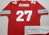 Eddie George Autographed/Hand Signed Ohio State Buckeyes Red Headmaster Jersey HT 95