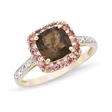 1 1 2 Carat Smokey Quartz, Pink Tourmaline and Diamond 14K Gold Ring