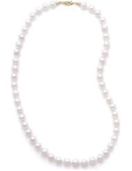 14k Yellow Gold Clasp 7.5-8mm Grade Aaa Akoya Cultured Pearl Necklace, 24" Strand