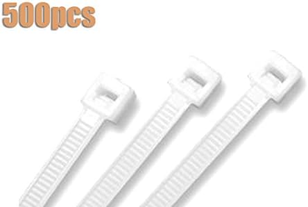 Self-Locking 8-Inch Nylon Cable Tie in White - 500 PCS