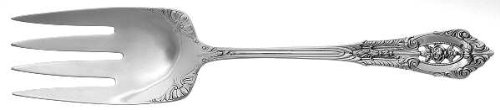 Wallace Rose Point (Sterling,1934,No Monograms) Salad Serving Fork, Solid Piece