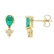 14K Yellow Gold Emerald and Diamond Earrings
