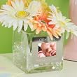 Personalized Baby Square Glass Vase with Photo Frame