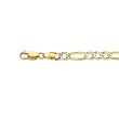 14K Two-Tone Gold Pave Classic Figaro Chain Bracelet - 6.00mm - 8 inch