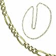 14K Yellow Gold, White Pave Figaro Chain