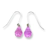 14k White Gold 10x7 Tear Drop Pink CZ (Cubic Zirconia) Dangle Wire Earrings