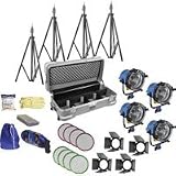 Arri Arrilite 1000/4 Heavy Duty Kit with 4 1000 Watt Open Face Tungsten Flood Lights, Bulbs and Accessories, 4,000 Watts, 120 Volts.