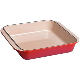 Le Creuset Cerise Red cast roasting dish -Use on hob, grill - oven