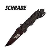 Schrade SCHA2B Nitro Linerlock Knife with Aluminum Handle and Teflon Coated Tanto Blade, Black