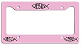 Jesus Fish Licese Plate Frame - Pink/Black